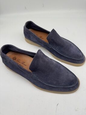 Loro Piana blue suede Summer Walk loafers 10